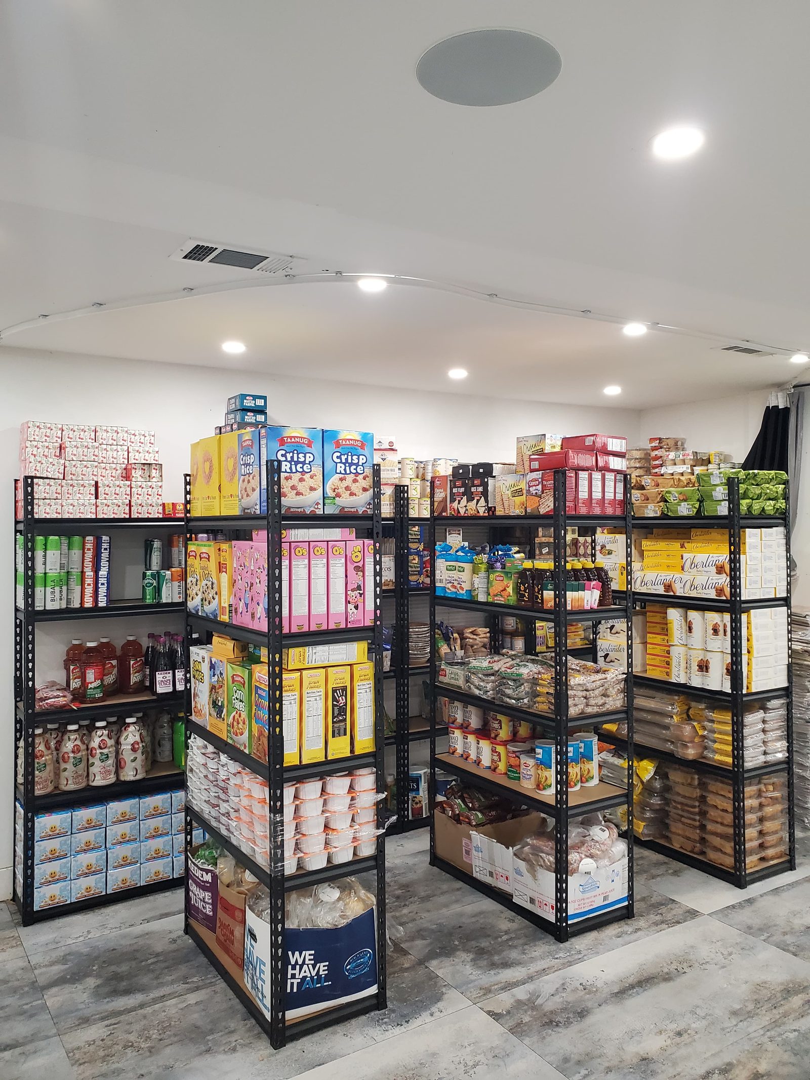 Stocked pantry shelves at Zeh L'Zeh