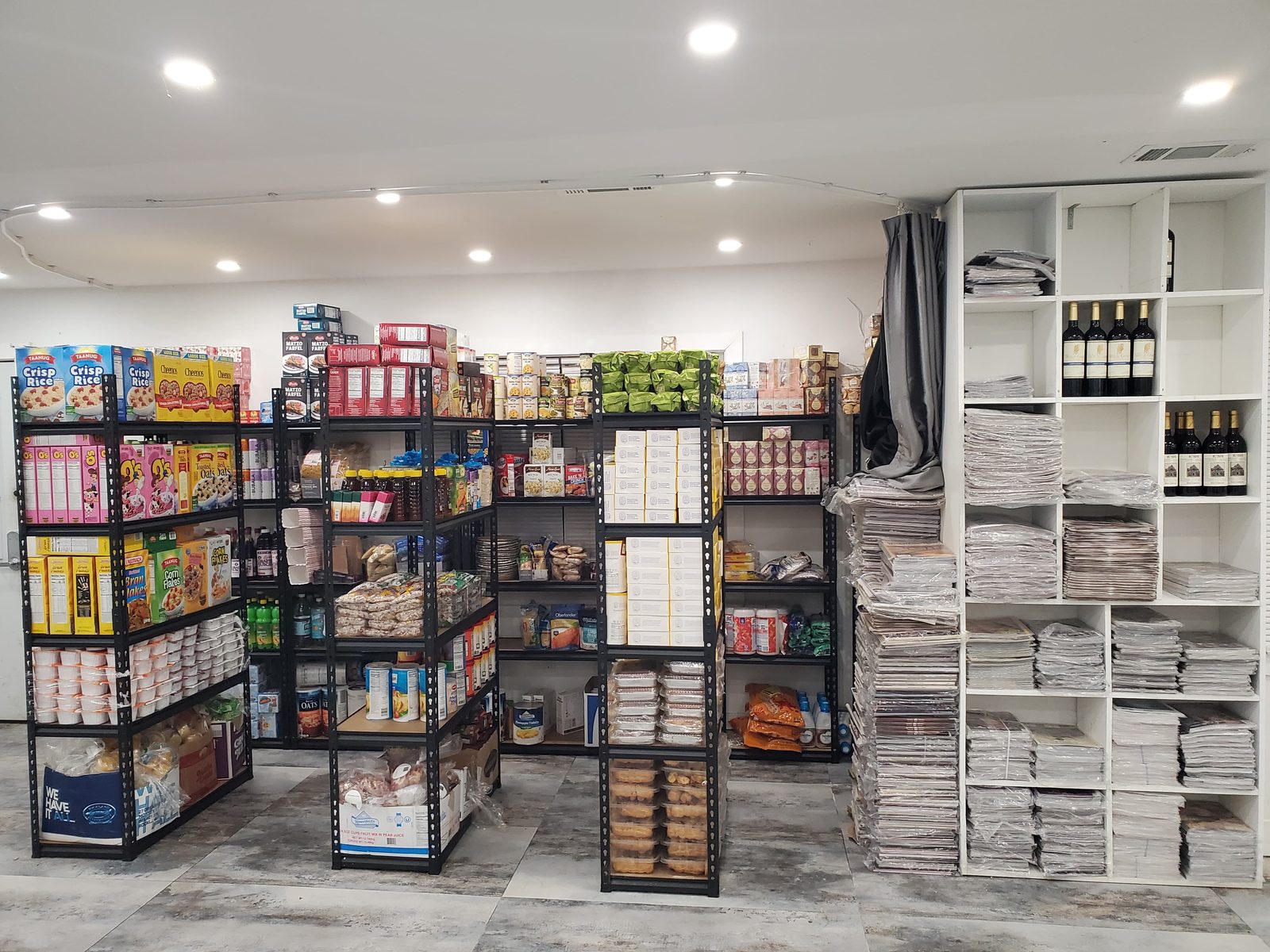Wide view of grocery shelves