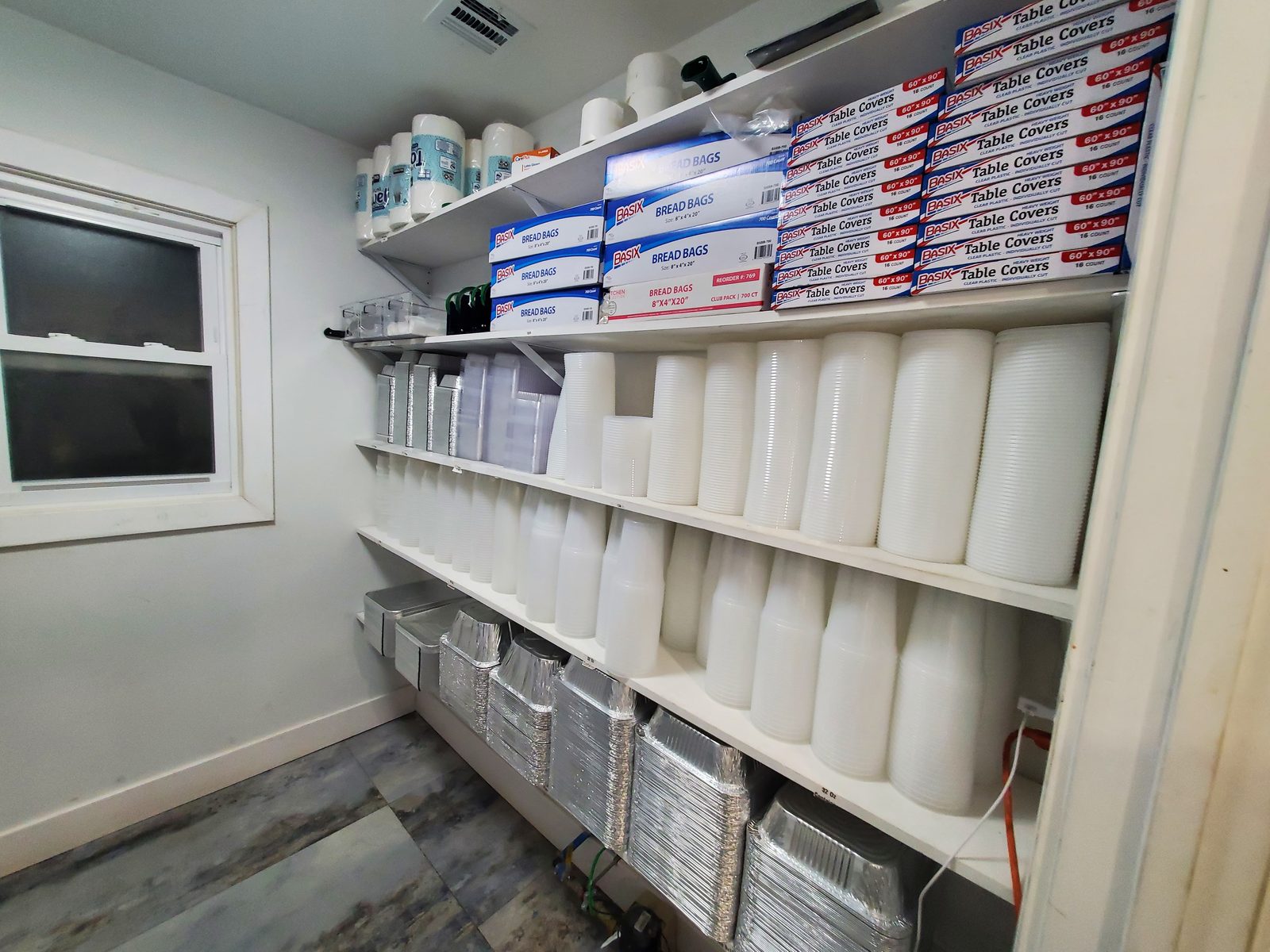 Paper goods storage room